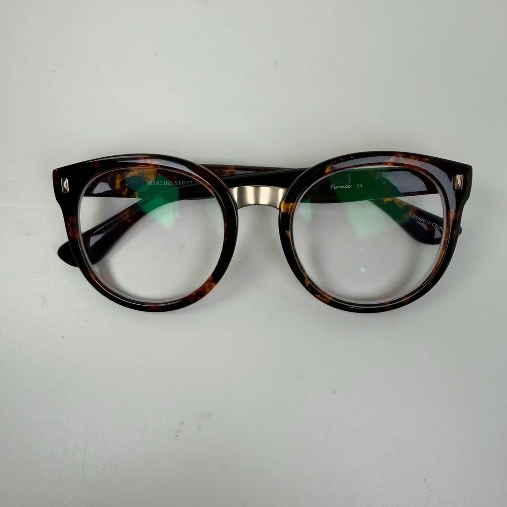 Firmoo M181102 Tortoise Brown Round Eyeglasses Gold Bridge TR Frame 53-22-151
